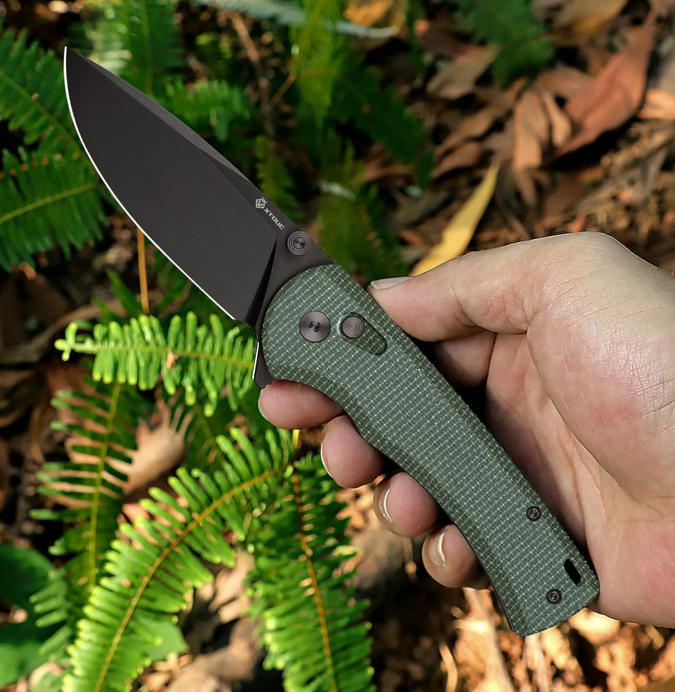 Folding Knife EDC Pocket Knife: Button Lock 14C28N Blade Lightweight Micarta Handle Camping Knives-Outdoor Hiking for Men