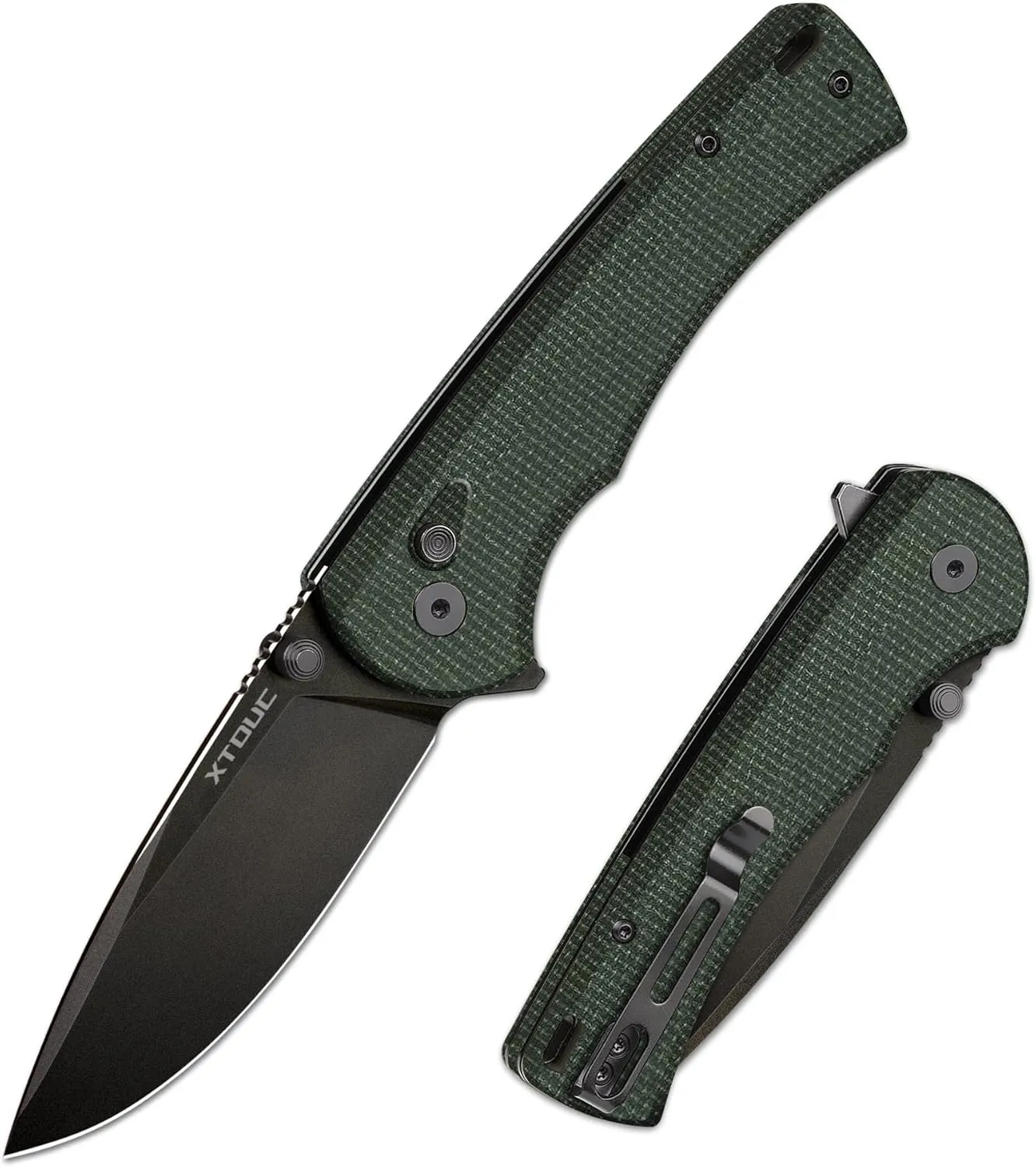 Folding Knife EDC Pocket Knife: Button Lock 14C28N Blade Lightweight Micarta Handle Camping Knives-Outdoor Hiking for Men