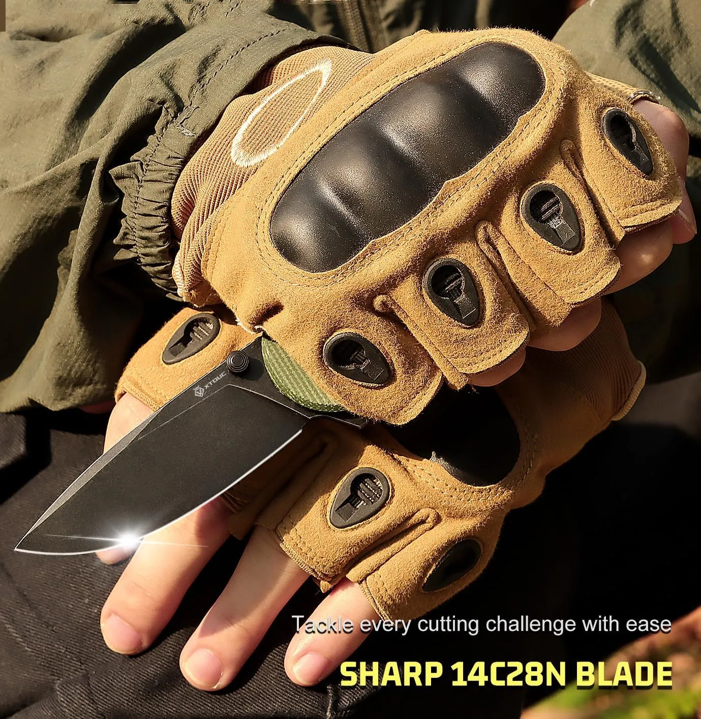 Folding Knife EDC Pocket Knife: Button Lock 14C28N Blade Lightweight Micarta Handle Camping Knives-Outdoor Hiking for Men