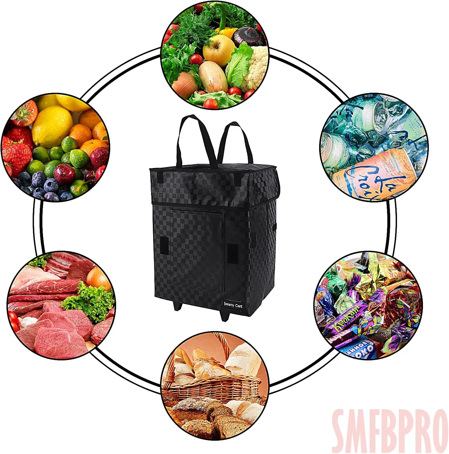 Folding Portable Rolling Crate Handcart, Smart Cart with Telescopic Handle, Collapsible Rolling Utility Basket for Supermarket & Teacher Shopping, Moving Grocery