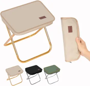 Folding Small Stool Bench Stool Portable Outdoor Light Fishing Chair,Outdoor Seat for Hiking Fishing Picnic Camping Beach (Khaki,Small)