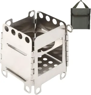 Folding Stove,Portable Stainless Steel Folding Stove Wood Burning Stove for Outdoor Picnic BBQ Camping Hiking
