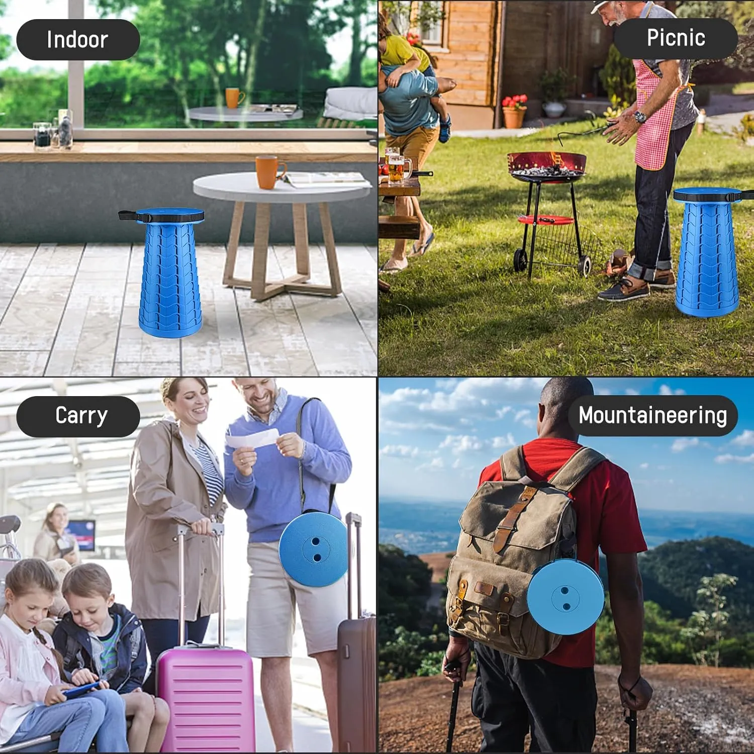 FoldingStool Colorful Stool Body Portable Collapsible Stool Seat Max Load Capacity 397lbs, Telescopic Folding Stools Retractable Stools for Adult Camping Hiking Travel Outdoor BBQ