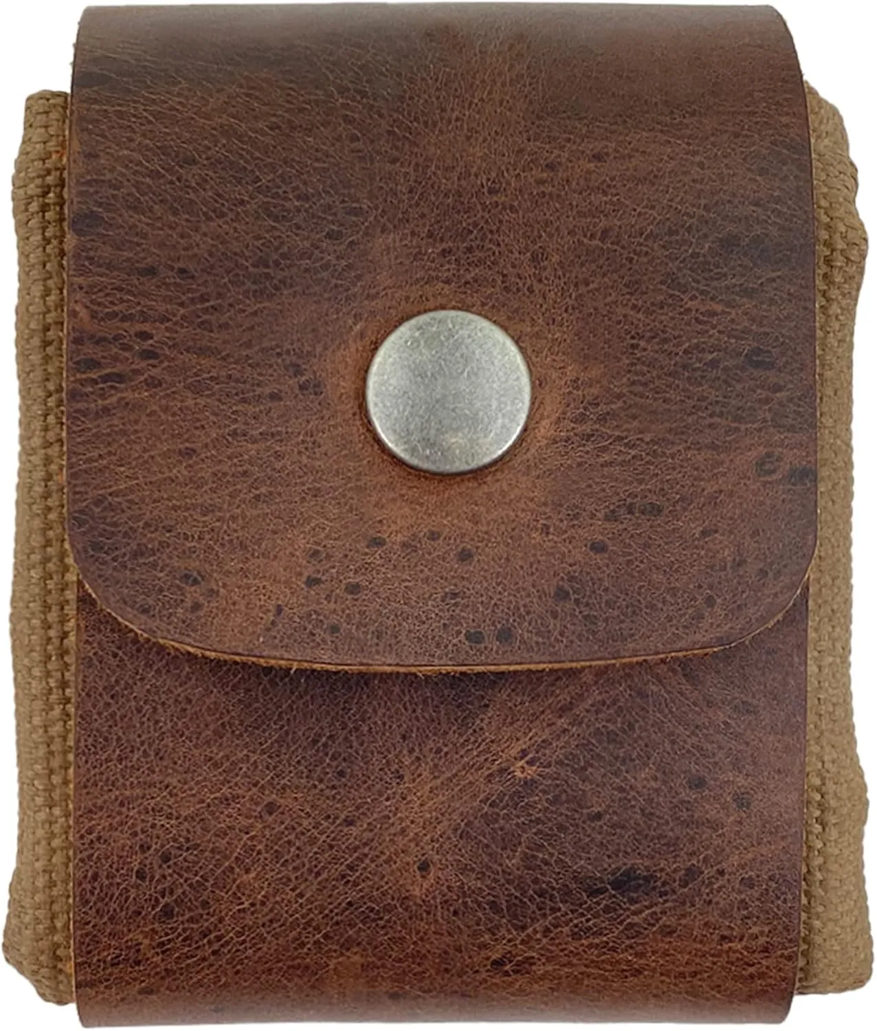 Foraging Pouch (Collapsible) for Hiking, Unisex Small Bag, Handmade from Waxed Canvas and Full Grain Leather - Fatigue