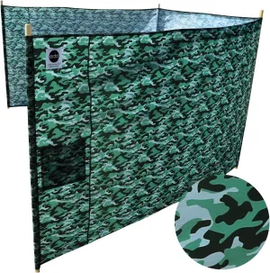 Forest Camo Elite Beach Recycled Polyester Rip-Stop Extra Tall 42" Lightweight Windscreen, Privacy Screen, Wind Blocker, Free Matching Shoulder Bag (New Mahogany Wood Poles)