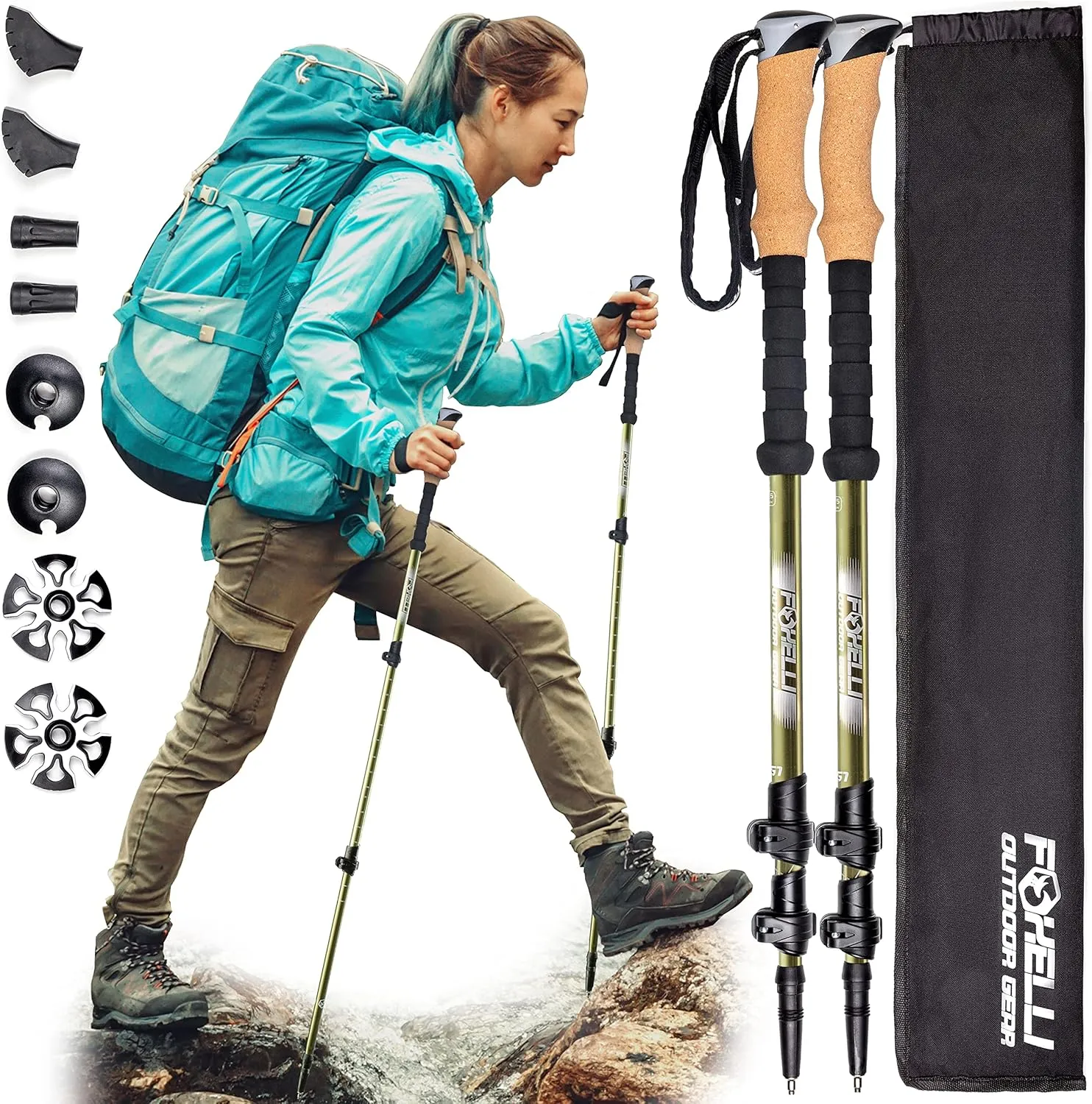 Foxelli Carbon Trekking Poles | Lightweight & Durable