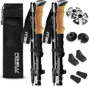 Foxelli Collapsible Trekking Poles - Compact All-Terrain