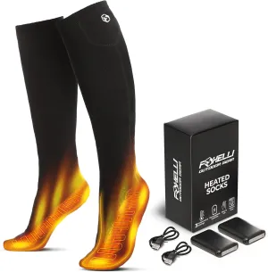 Foxelli Heated Socks for Women – Rechargeable Electric Women’s Warming Socks with Battery, Heat for Cold Weather & Outdoors