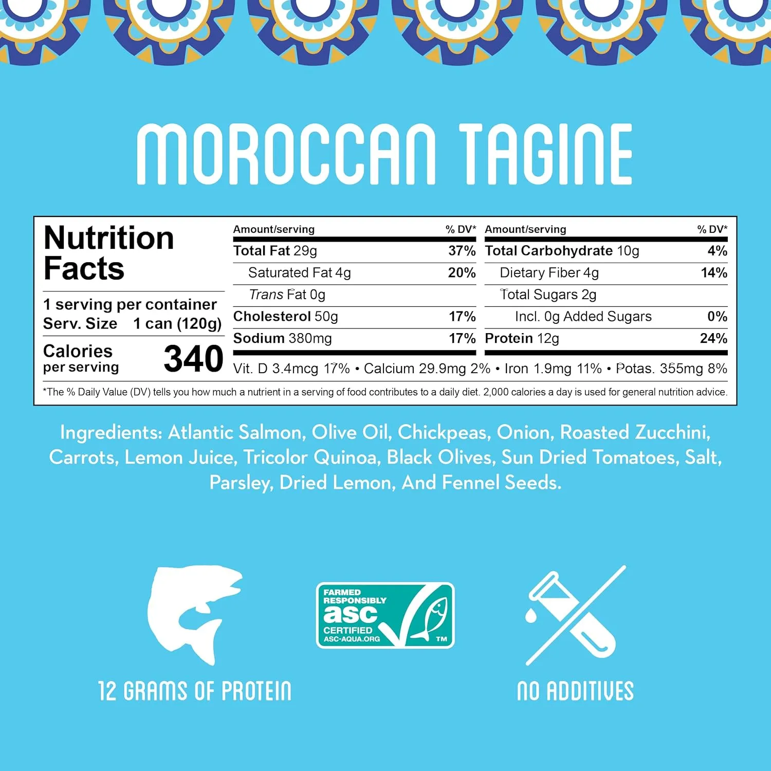 Freshé Canned Salmon Moroccan Tagine (10 Pack) - Mediterranean Style Atlantic Salmon in Olive Oil - Sustainably Farmed Tinned Fish (4.25oz Cans)