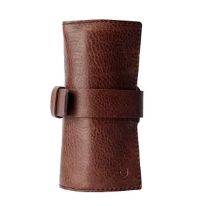 Full grain leather Watch Roll travel case | 4 Watches Compartments and pocket | Travel Watch case for men | Watch Box Organizer. Natural Suede Interior