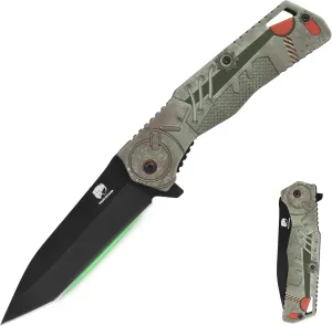 FULLHI Folding Pocket Knife multistyle Aluminum full color raised 3D handles Small Knife with Carabiner Clip for Sharp Camping Survival Hiking Knives (3.87 Inch)
