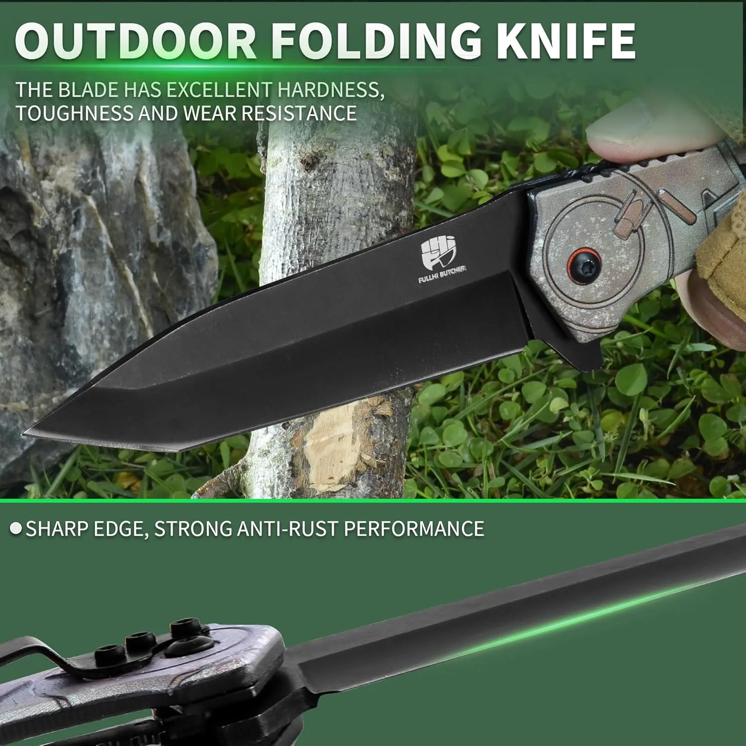 FULLHI Folding Pocket Knife multistyle Aluminum full color raised 3D handles Small Knife with Carabiner Clip for Sharp Camping Survival Hiking Knives (3.87 Inch)