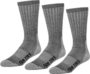 FUN TOES Boot Socks for Men, 3 Pairs Durable Thermal Insulated 80% Merino Wool Warm Hiking for Winter, Indoor or Outdoor