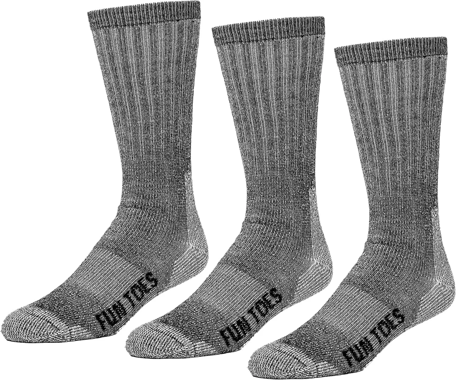 FUN TOES Boot Socks for Men, 3 Pairs Durable Thermal Insulated 80% Merino Wool Warm Hiking for Winter, Indoor or Outdoor