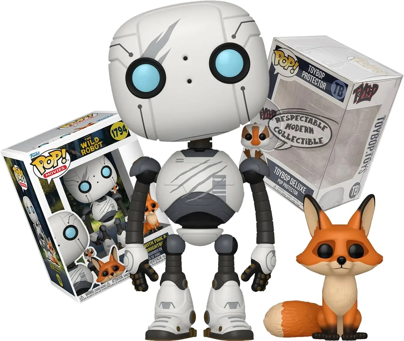 Funko The Wild Robot - Roz with Fink & Brightbill Buddy   ToyBop Protector: Pop! Movies Animation Figure (Bundled with Pop Protector Collector Case Box Gift Set)