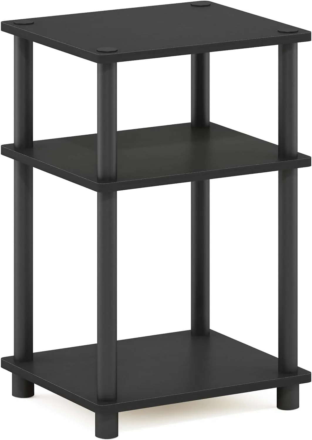 Furinno Just 3-Tier Turn-N-Tube End Table / Side Table / Night Stand / Bedside Table with Plastic Poles, 1-Pack, Americano/Black