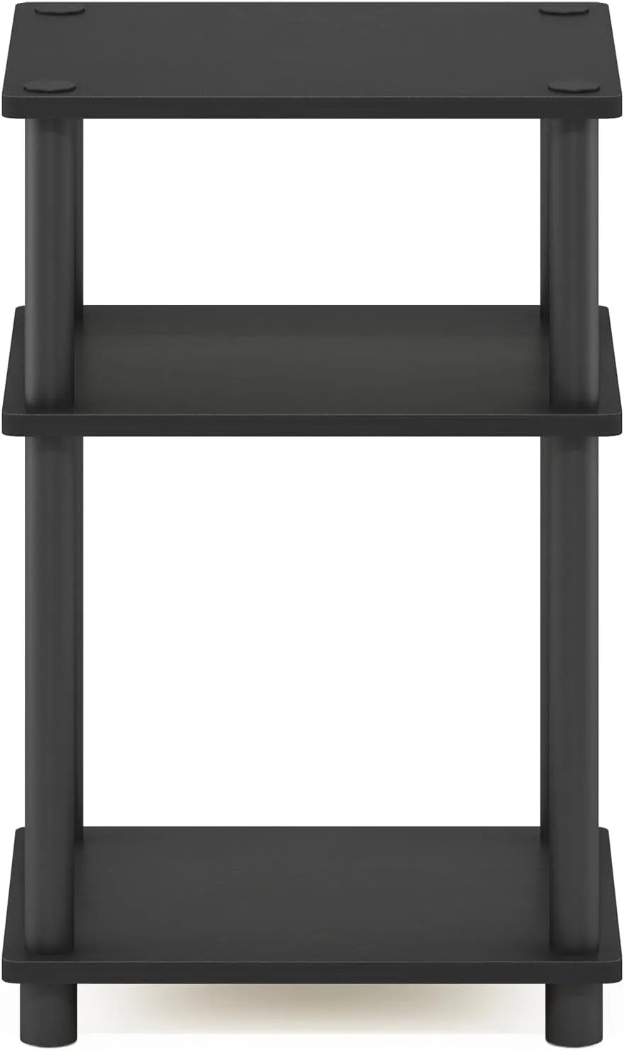 Furinno Just 3-Tier Turn-N-Tube End Table / Side Table / Night Stand / Bedside Table with Plastic Poles, 1-Pack, Americano/Black