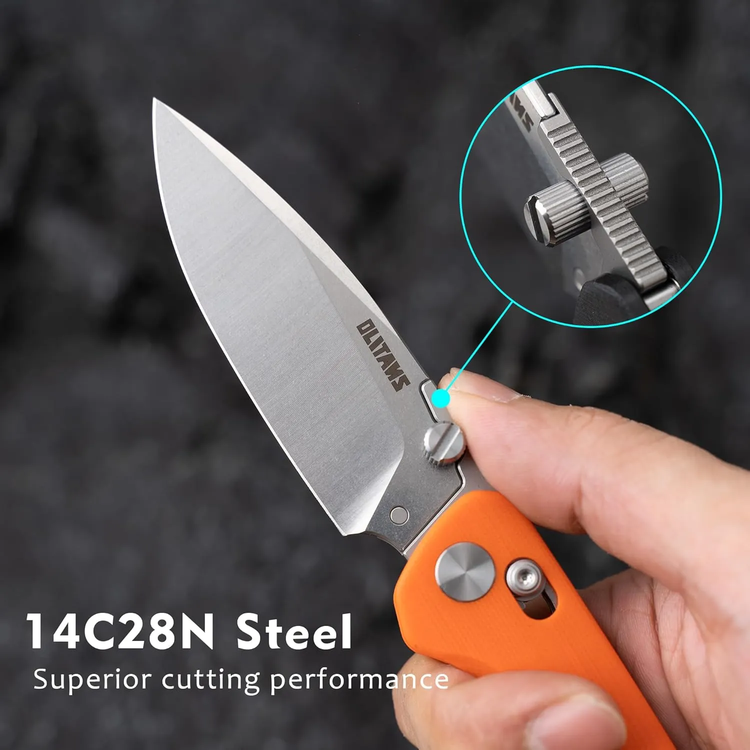 G056 Folding Knife for EDC, 14C28N Steel Replaceable blades Pocket knife, Crossbar Lock Knife for Outdoor, Survival, Hunting and Camping, 3.7oz(Orange)