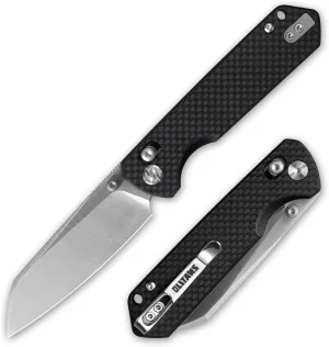G062 Folding Knife for EDC, 14C28N Steel Blade Pocket knife, Crossbar Lock Knife for Outdoor, Survival, Hunting and Camping, 3.28oz（G10 Carbon Fiber Satin）