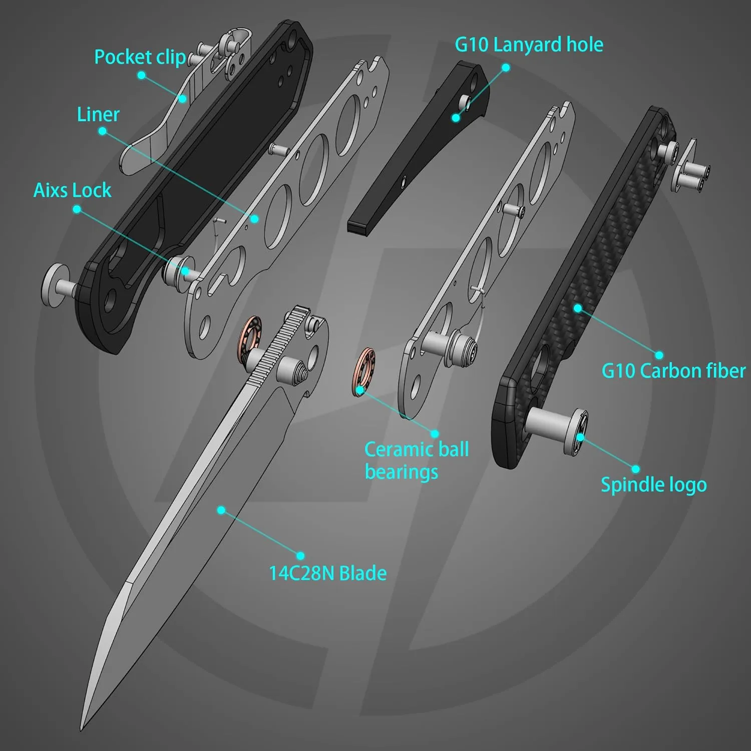 G062 Folding Knife for EDC, 14C28N Steel Blade Pocket knife, Crossbar Lock Knife for Outdoor, Survival, Hunting and Camping, 3.28oz（G10 Carbon Fiber Satin）