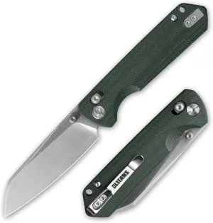G062 Folding Knife for EDC, 14C28N Steel Blade Pocket knife, Crossbar Lock Knife for Outdoor, Survival, Hunting and Camping, 3.28oz（Micarta Green Satin）