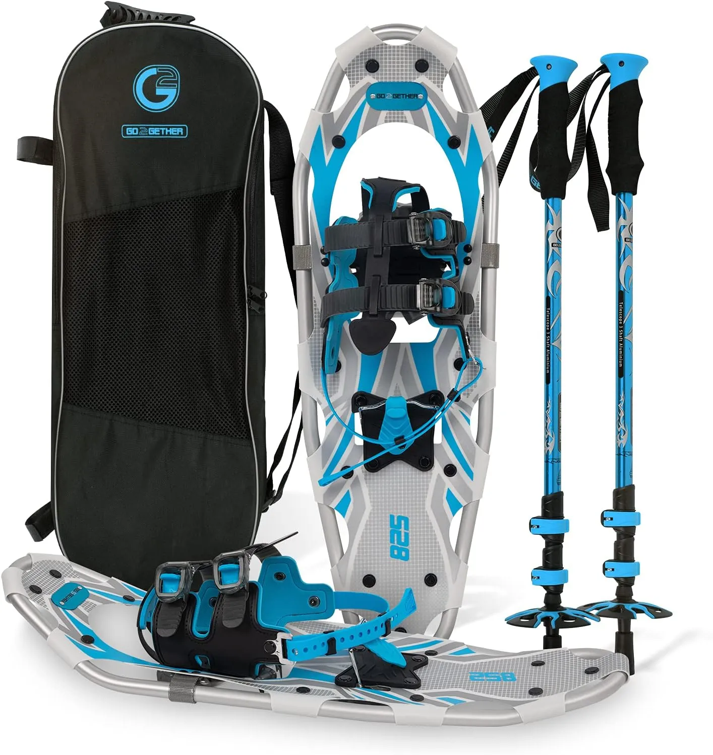 G2 21/25/30/36 Inches Light Weight Snowshoes with Toe Box, EVA Padded Ratchet Binding, Heel Lift, Flexible Pivot Bar, Durable Back Strap, Trekking Poles, Carrying Bag, Snow Baskets(6 colors available)