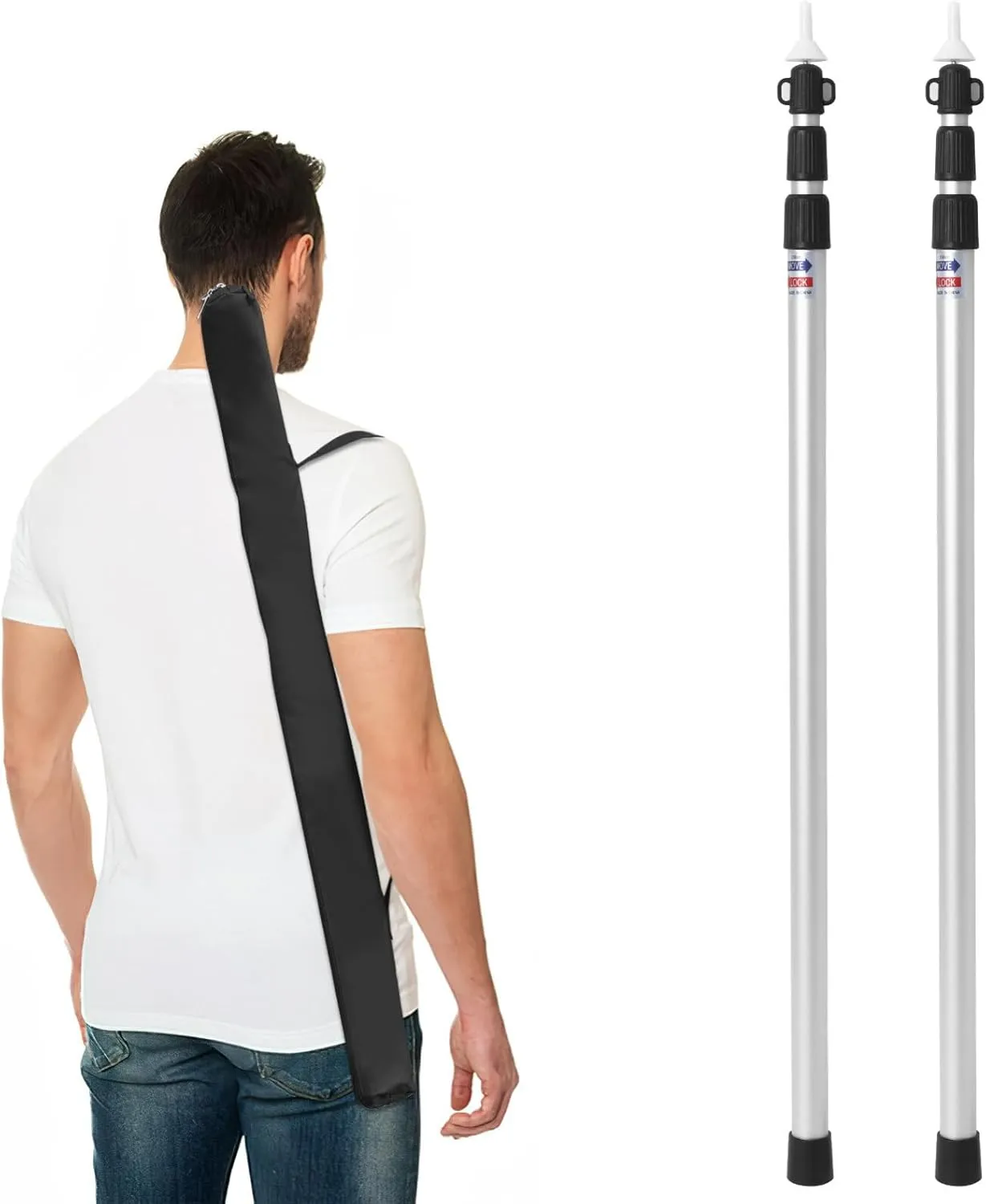 GANAZONO 1set Telescoping Tarp Tent Poles Canopy Rods for Camping Lightweight and with Storage Bag Versatile Support for Outdoor Activities
