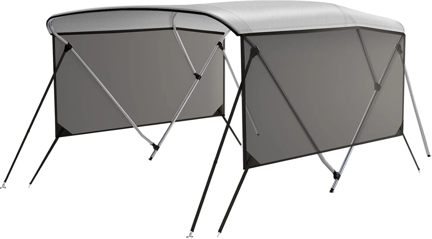 GAOMON 3 Bow Bimini Tops with Mesh Sidewalls Support Poles for Boats Durable Marine Grade Canvas Top Includes 2 Straps Storage Boot 1 Inch Aluminum Frame（3 Bow 6'L x 46" H x 67"-72" W）