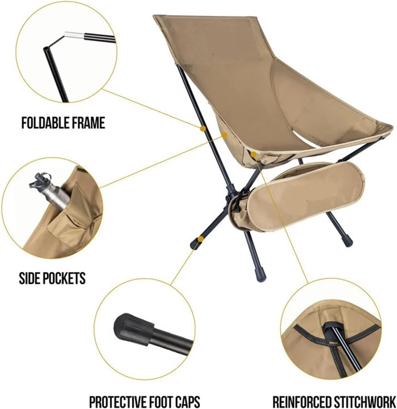 GaRcan Portable Camping Chairs Outdoor High Back Chair for Fishing Trekking BBQ Parties Gardening Indoor Use (Rg)