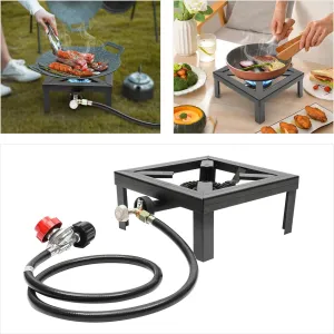 Gas Stove Portable Gas Burner, Camp Stove Single Burner Propane Stove Burner with Adjustable 0-20Psi Regulator Hose, Outdoor Portable Stove for Camping, Cooking, Patio Yard BBQ, Home Brewing