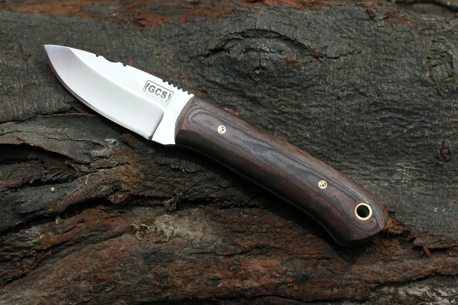 GCS Handmade D2 Tool Steel Custom Survival Hunting Skinning Camping Knife with Brown Leather Right Hand Front Cross Draw Fixed Blade Knife Sheath GCS264 (Black Micarta Handle No Bolster)