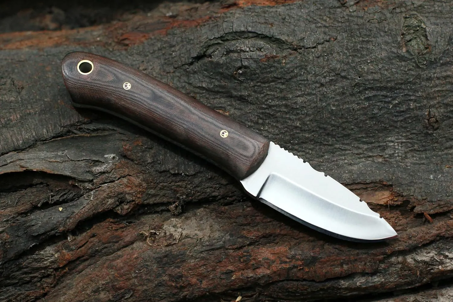 GCS Handmade D2 Tool Steel Custom Survival Hunting Skinning Camping Knife with Brown Leather Right Hand Front Cross Draw Fixed Blade Knife Sheath GCS264 (Black Micarta Handle No Bolster)