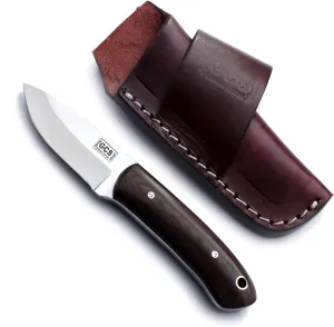 GCS Handmade D2 Tool Steel Custom Survival Hunting Skinning Camping Knife with Brown Leather Right Hand Front Cross Draw Fixed Blade Knife Sheath GCS264 (Black Micarta Handle No Bolster)