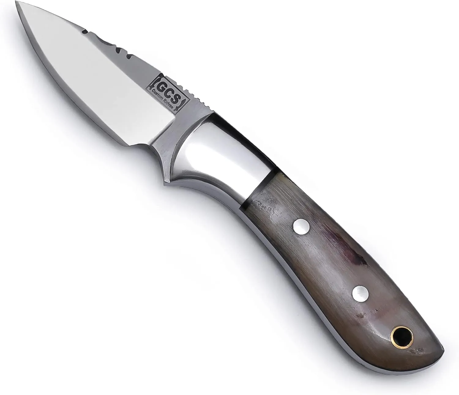 GCS Handmade D2 Tool Steel Tactical knife Hunting Knife CampKnife with leather sheath Full tang blade designed for Hunting & EDC GCS 235 (Horn Handle)