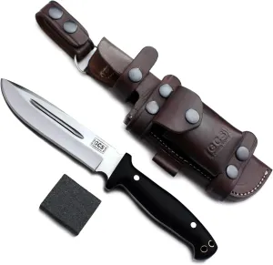 GCS Handmade G10 Handle D2 Tool Steel Tactical knife Hunting Knife Camp Knife with leather sheath Full tang blade designed for Hunting & EDC GCS 232