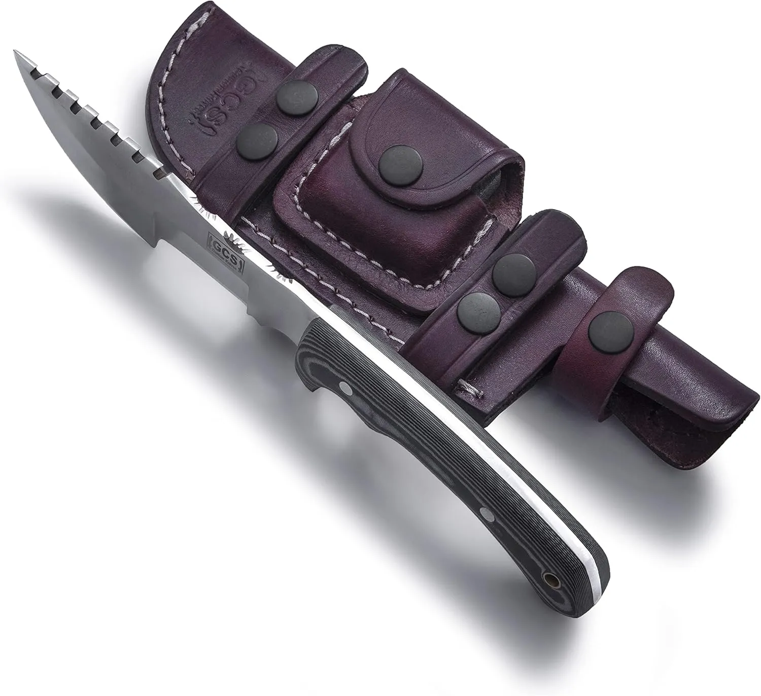 GCS Handmade G10 Handle D2 Tool Steel Tactical knife Hunting Knife with leather sheath Full tang blade designed for Hunting & EDC GCS 256
