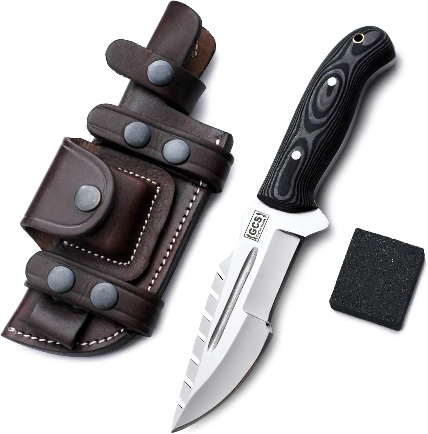 GCS Handmade Tactical Knife Micarta Handle D2 Tool Hunting Knife Survival Knife with Buffalo-Hide leather sheath Full tang blade designed for Hunting & EDC GCS 911