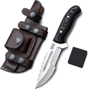 GCS Handmade Tactical Knife Micarta Handle D2 Tool Hunting Knife Survival Knife with Buffalo-Hide leather sheath Full tang blade designed for Hunting & EDC GCS 911
