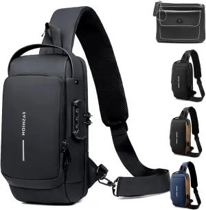 GDSAFS New Carbon Fiber Streamline Anti-Theft Sling Bag, Carbon Fiber Sling Bag, Usb Charging Sport Sling Shoulder Backpack (Black)