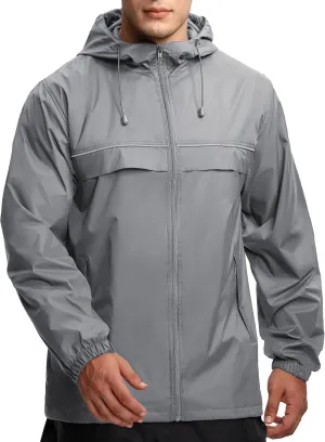 GEEK LIGHTING Mens Waterproof Hooded Rain Jacket Lightweight Raincoat for Outdoor Hiking Running Travel