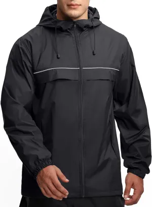 GEEK LIGHTING Mens Waterproof Hooded Rain Jacket Lightweight Raincoat for Outdoor Hiking Running Travel