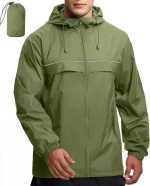 GEEK LIGHTING Mens Waterproof Hooded Rain Jacket Lightweight Raincoat for Outdoor Hiking Running Travel