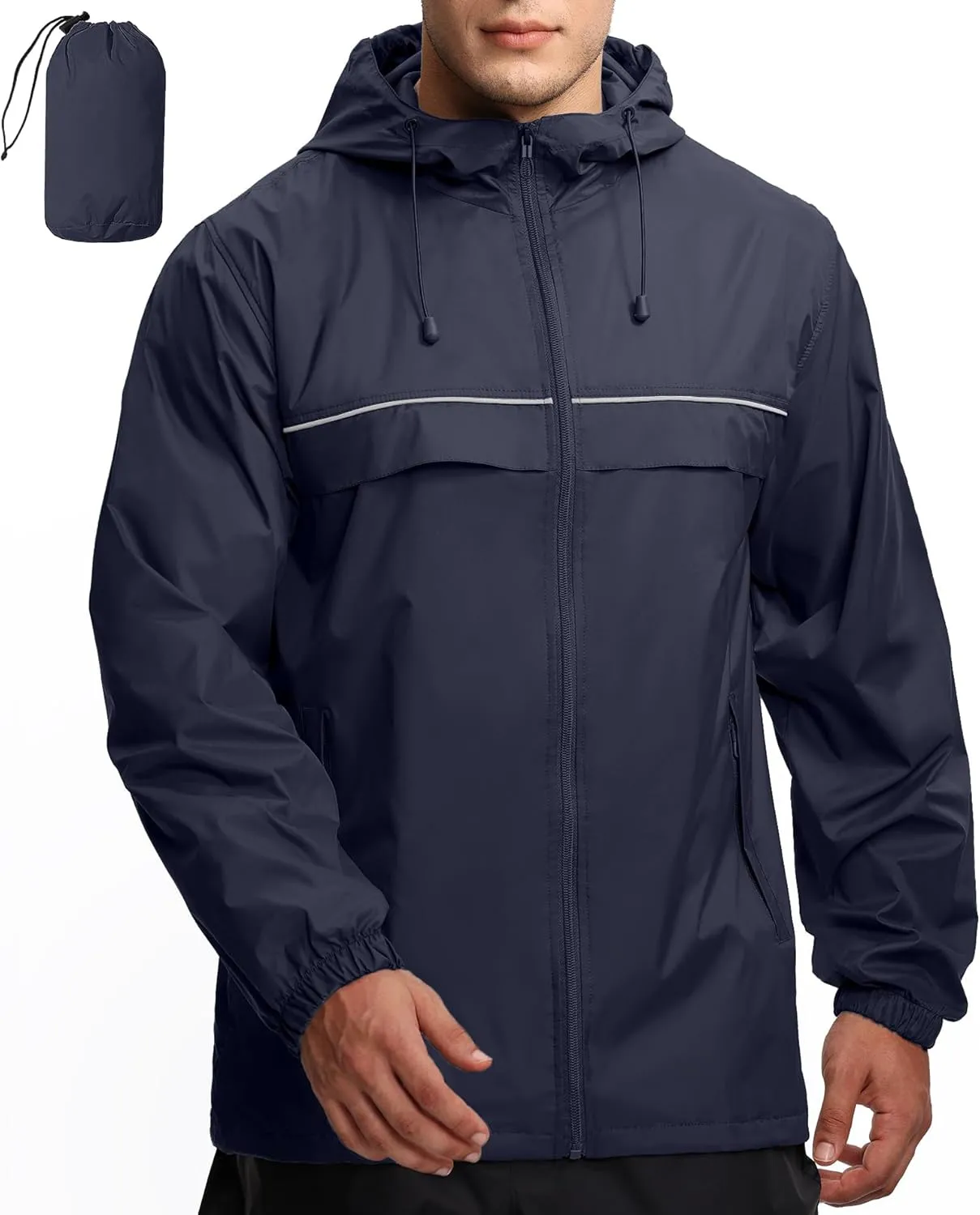GEEK LIGHTING Mens Waterproof Hooded Rain Jacket Lightweight Raincoat for Outdoor Hiking Running Travel