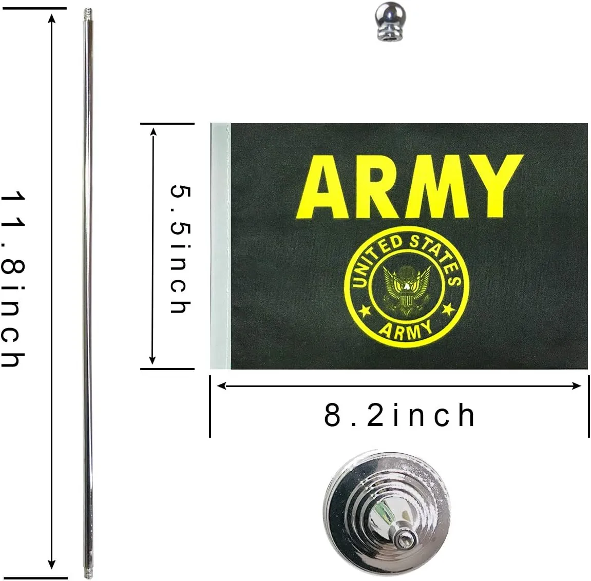 GentleGirl.USA US Army Gold Crest Table Flag stick Small Mini United States Military Polyester flag Office Table Flag on Stand Base,for Army Party Events Celebration Decorations Supplies