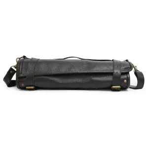 Genuine Black Leather Chef Knife Roll With Precision Stitching