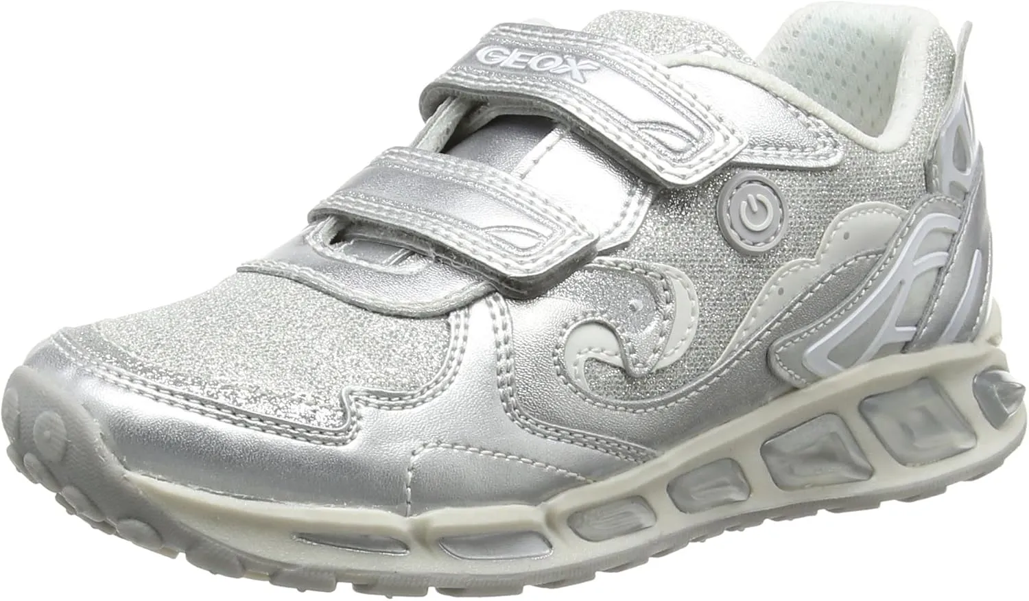 Geox Girl's J Shuttle 9-K, Silver/White, 25 EU/8.5 M US Toddler