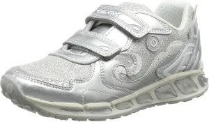 Geox Girl's J Shuttle 9-K, Silver/White, 25 EU/8.5 M US Toddler