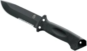 Gerber Gear LMF II Infantry Survival Tactical Knife - Fixed Blade with 4.84" Partially Serrated Blade and Textured Grip - Included MOLLE Sheath - Black