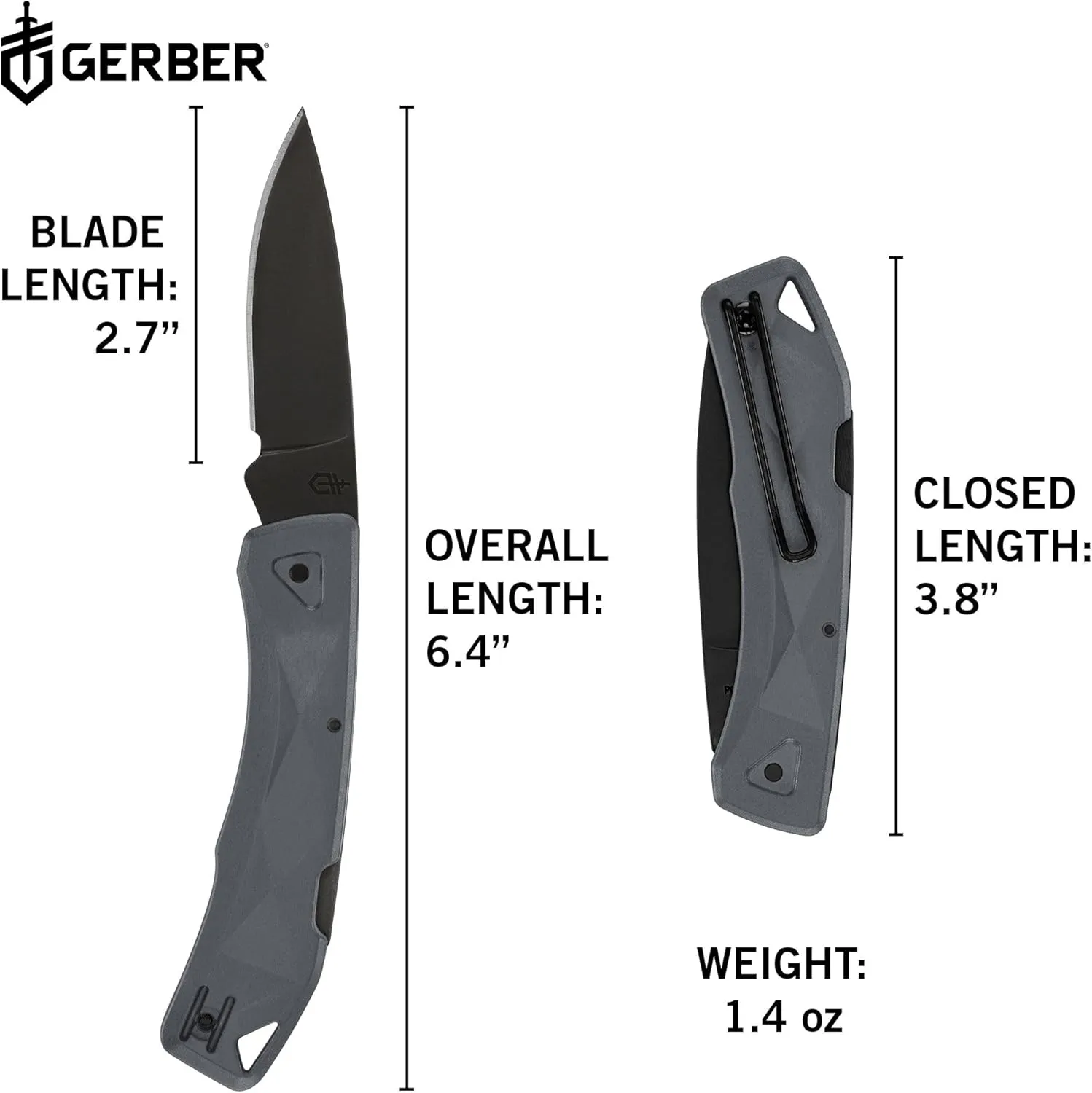 Gerber Gear LST Ultra - Lightweight EDC Knife - Survival Tactical Tool for Hiking, Camping & Outdoor - Compact Folding Pocket Knife - Stainless Steel Blade - Made in USA - Gray