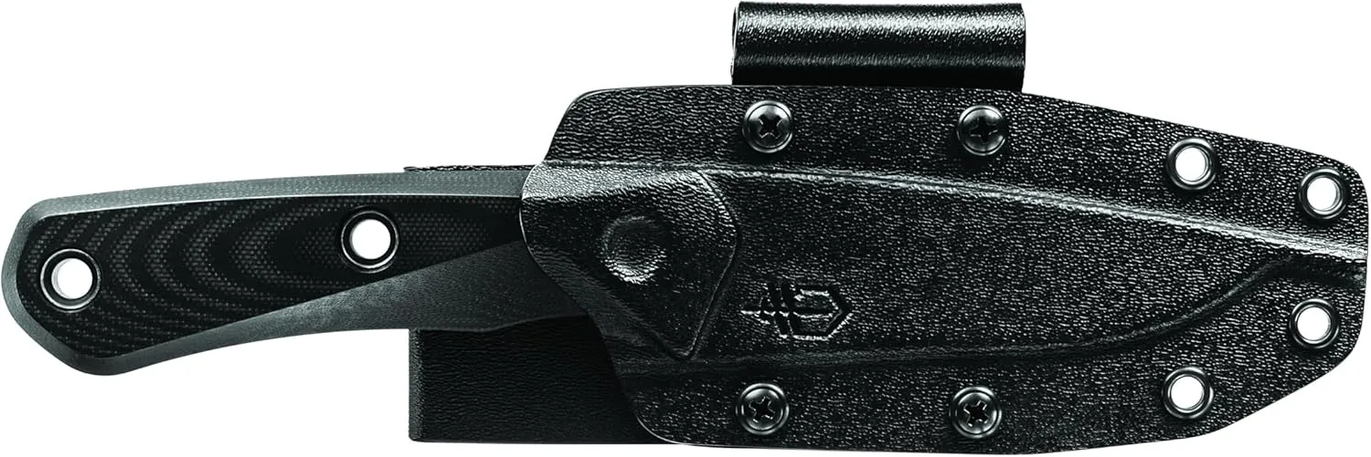 Gerber Gear Terracraft - Fixed Blade Survival Tactical Knife for Bushcraft, Camping, Outdoor & Hunting - Heavy Duty Full Tang Knife with Premium Leather Sheath - Made in USA - Black